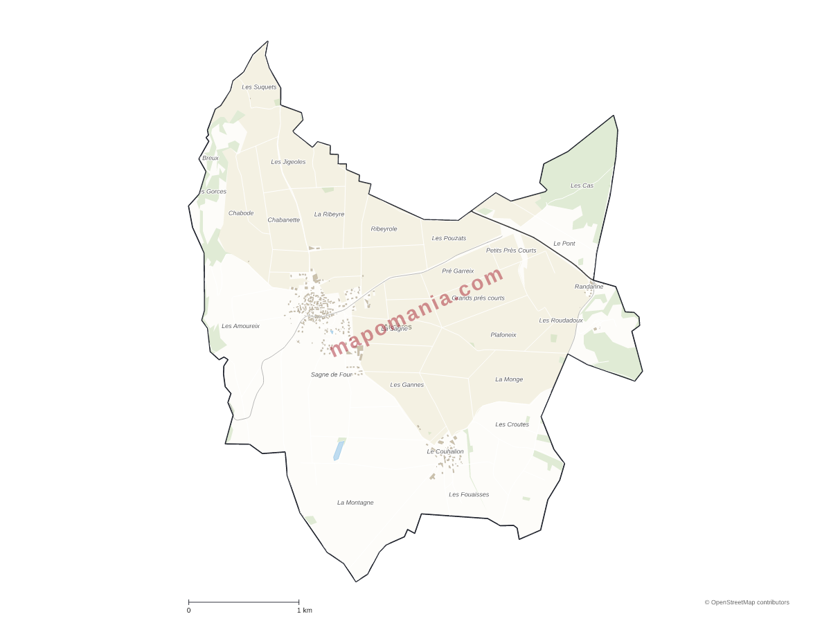 Carte de Aurières à personnaliser