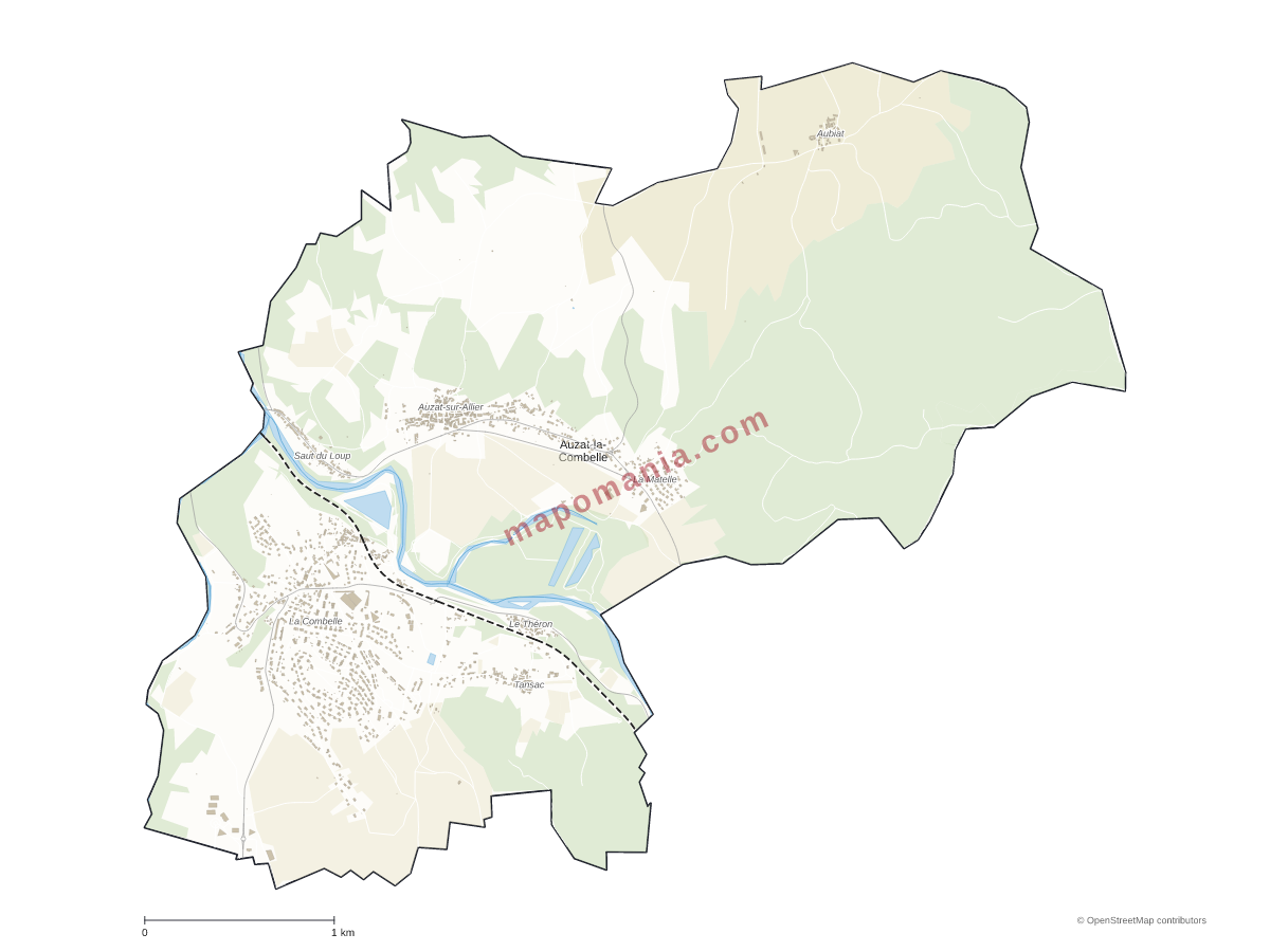 Carte de Auzat-la-Combelle à personnaliser