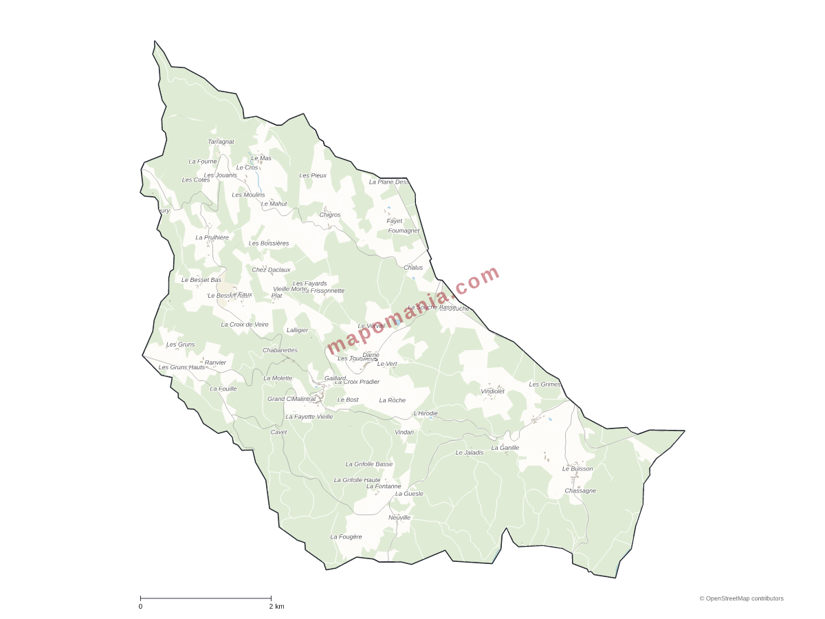 Carte de Auzelles à personnaliser