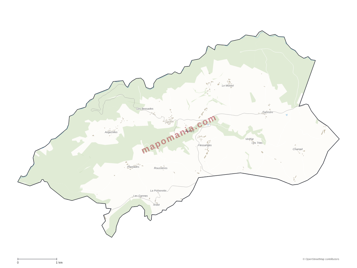 Carte de Avèze à personnaliser