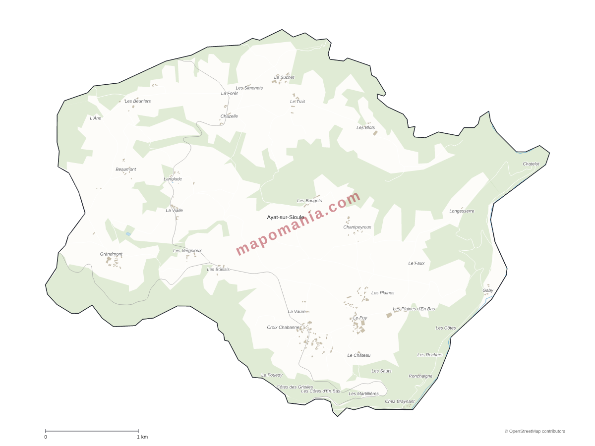 Carte de Ayat-sur-Sioule à personnaliser