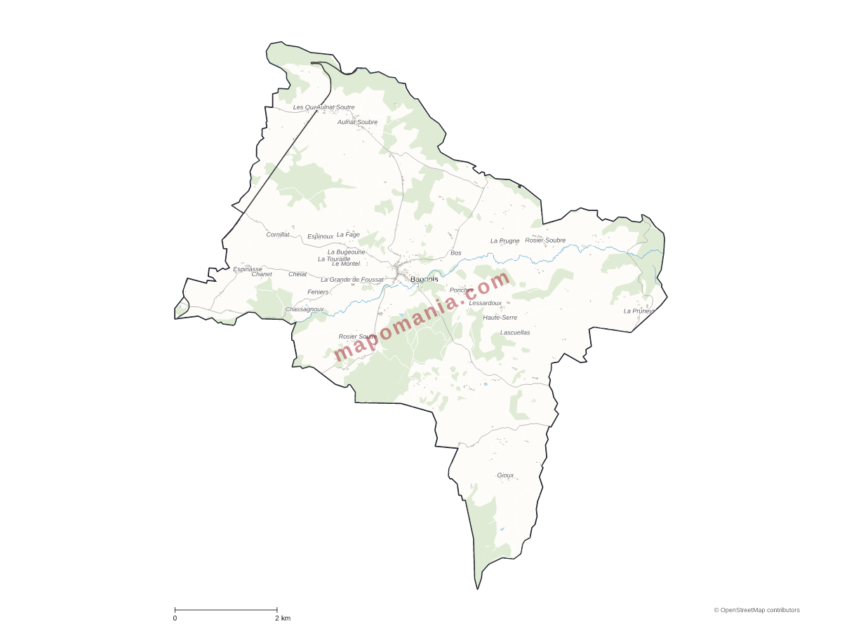 Carte de Bagnols à personnaliser