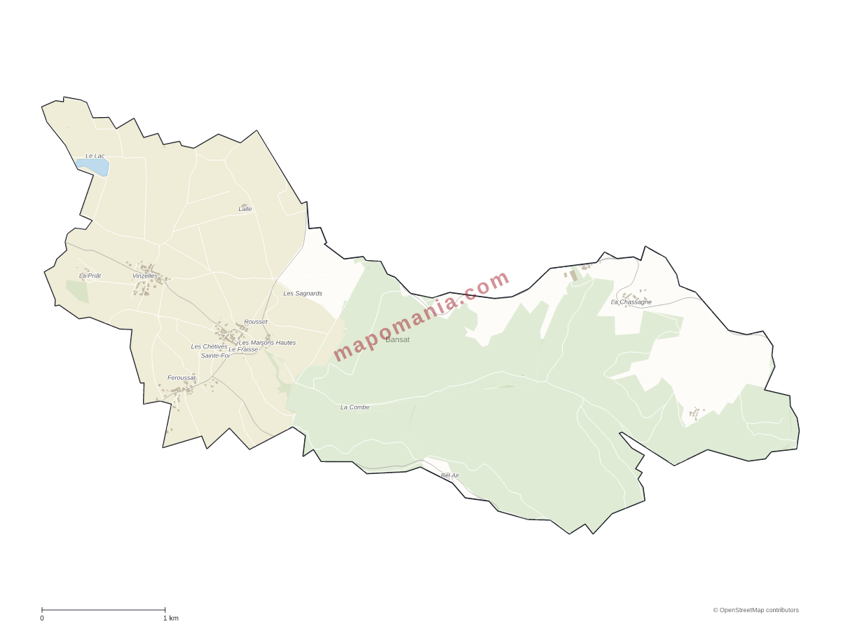 Carte de Bansat à personnaliser