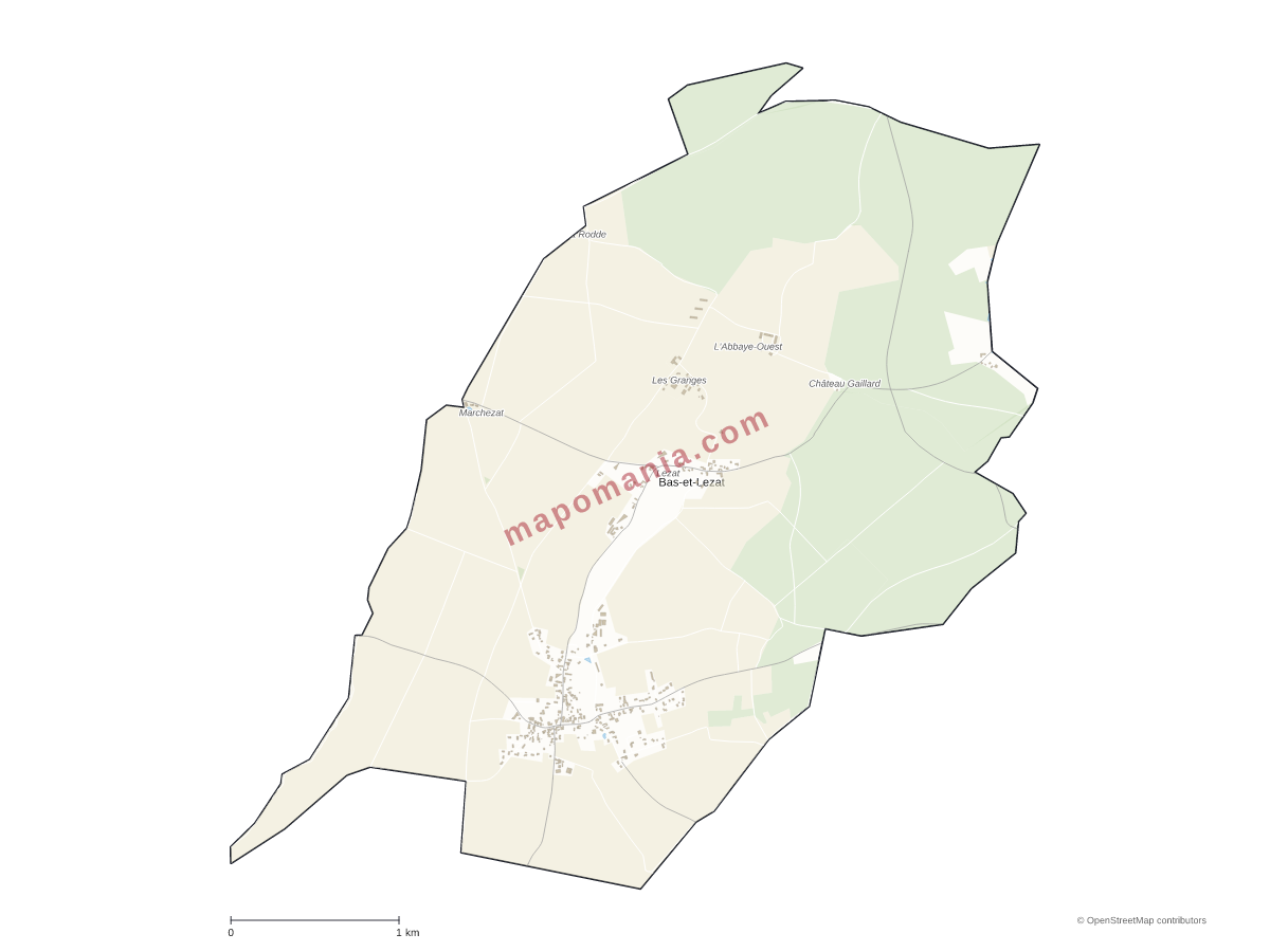 Carte de Bas-et-Lezat à personnaliser