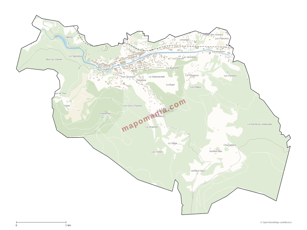 Carte de La Bourboule à personnaliser