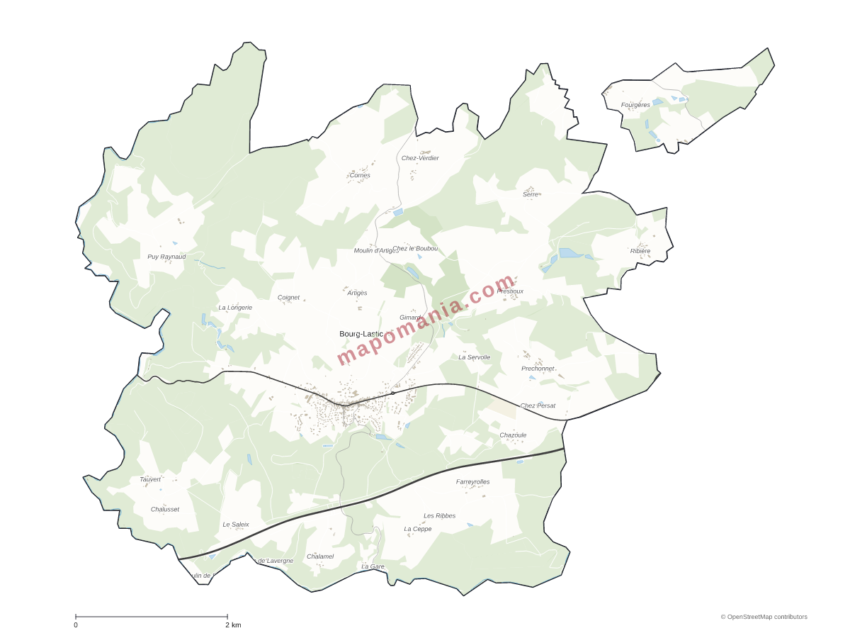 Carte de Bourg-Lastic à personnaliser