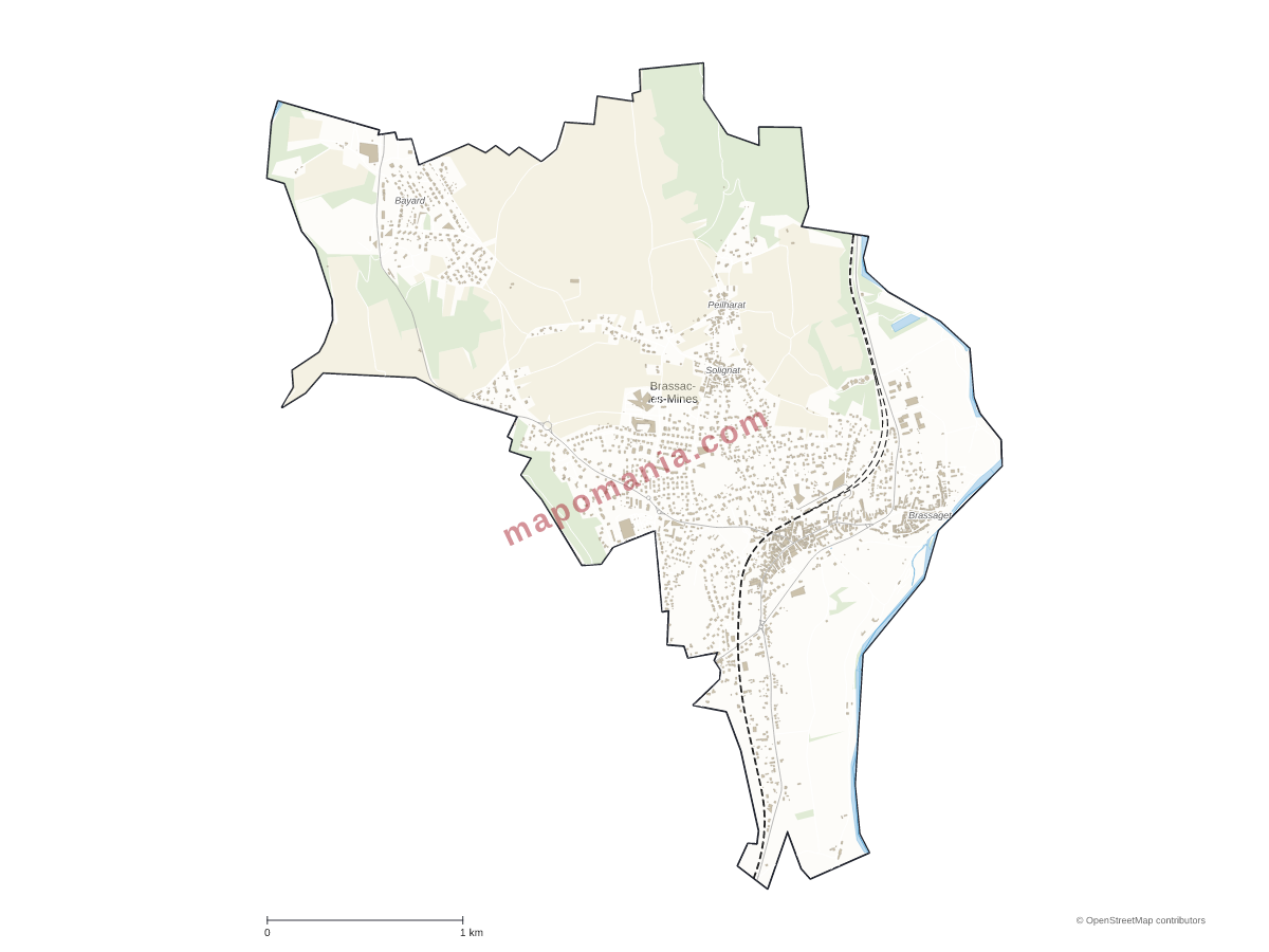 Carte de Brassac-les-Mines à personnaliser