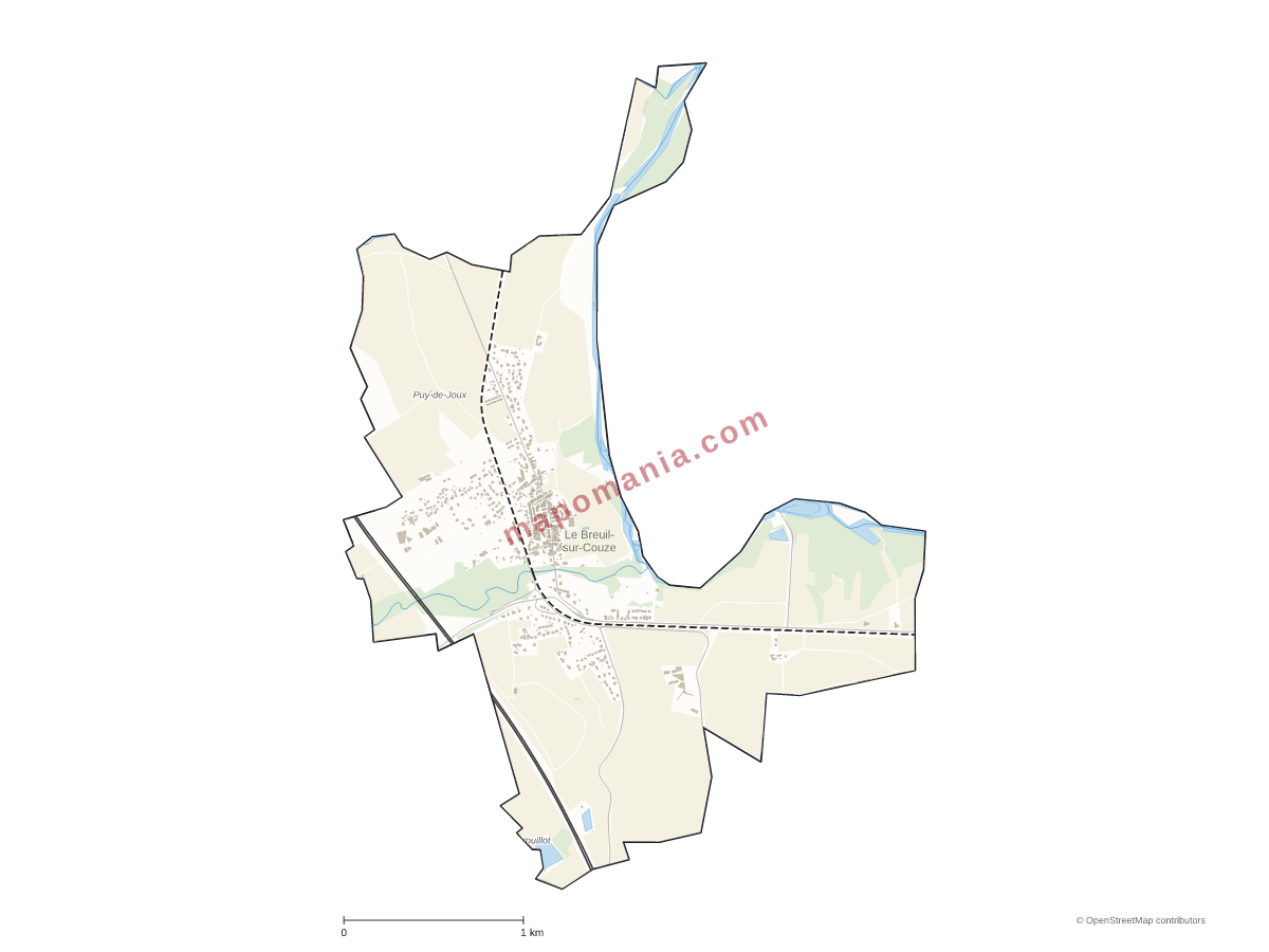 Carte de Le Breuil-sur-Couze à personnaliser