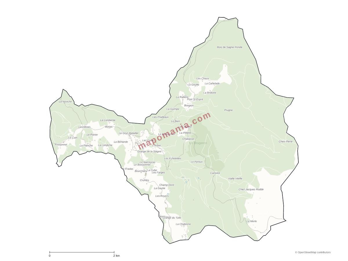Carte de Le Brugeron à personnaliser