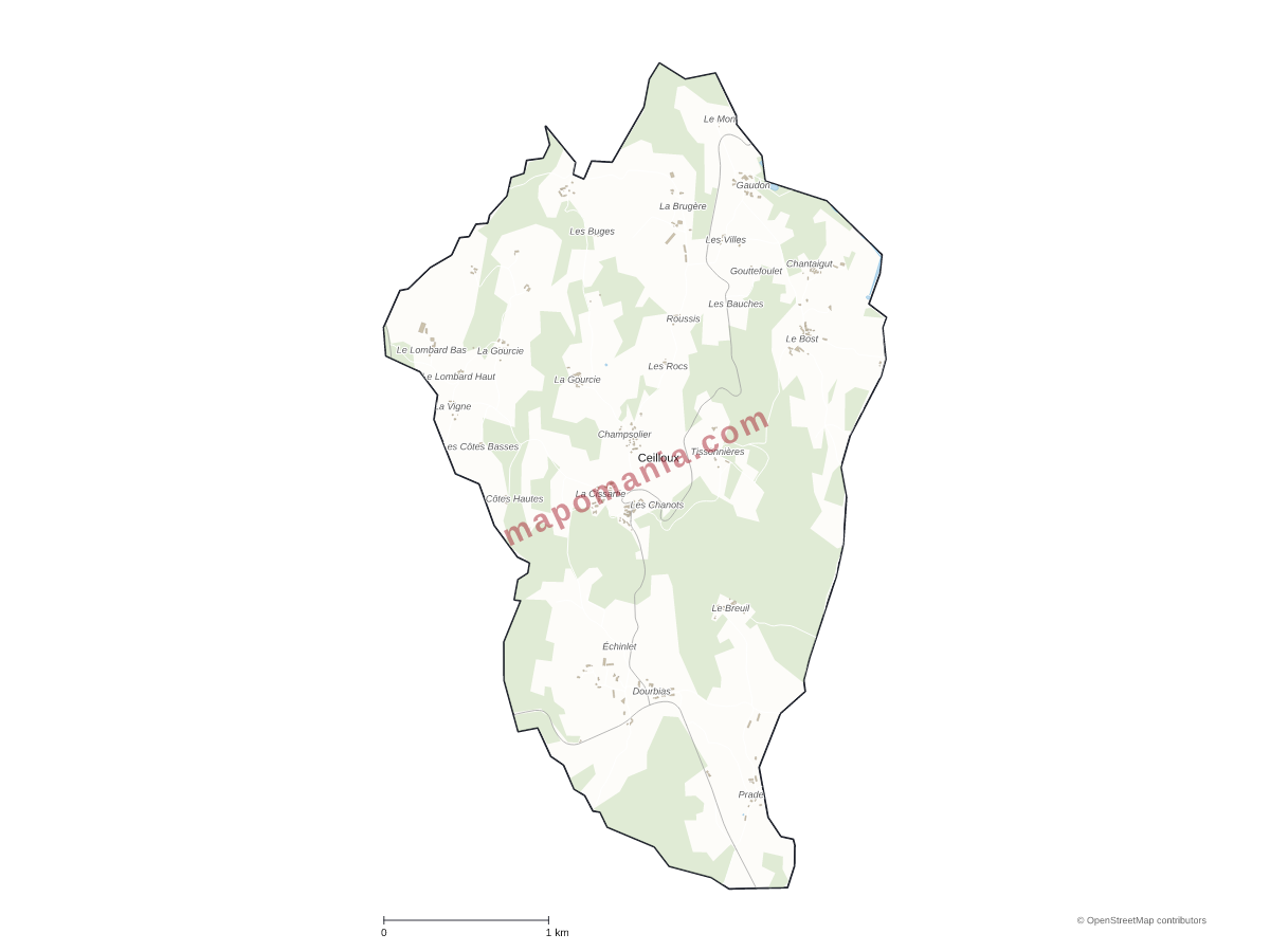 Carte de Ceilloux à personnaliser
