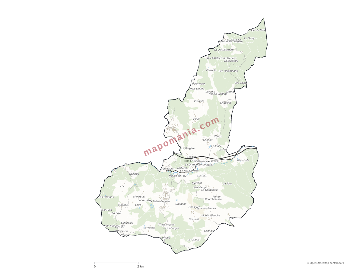 Carte de Celles-sur-Durolle à personnaliser