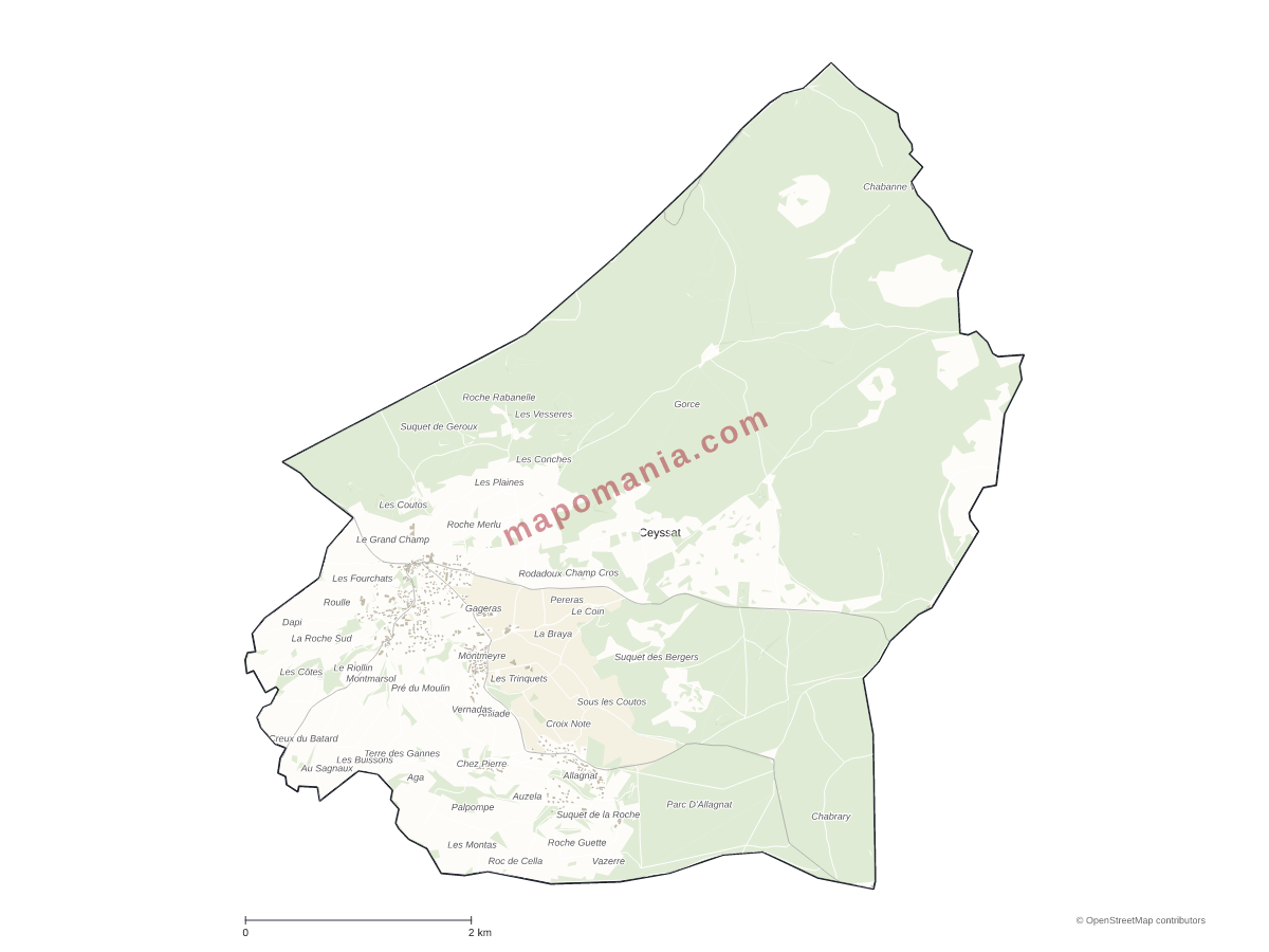 Carte de Ceyssat à personnaliser