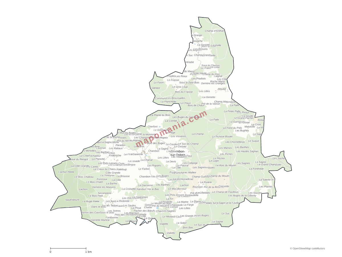 Carte de Chambon-sur-Dolore à personnaliser
