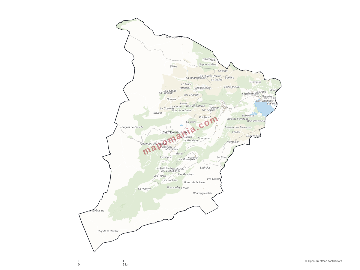 Carte de Chambon-sur-Lac à personnaliser