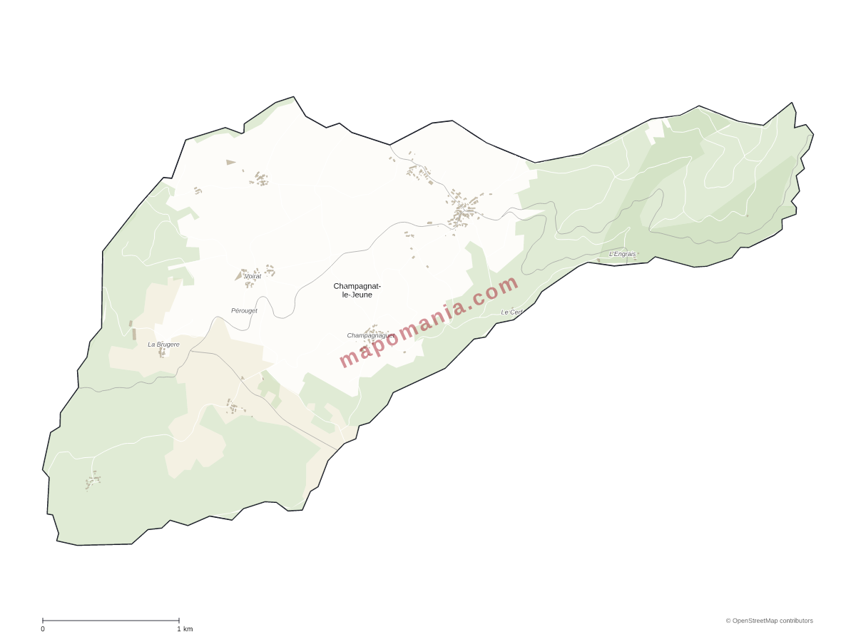 Carte de Champagnat-le-Jeune à personnaliser