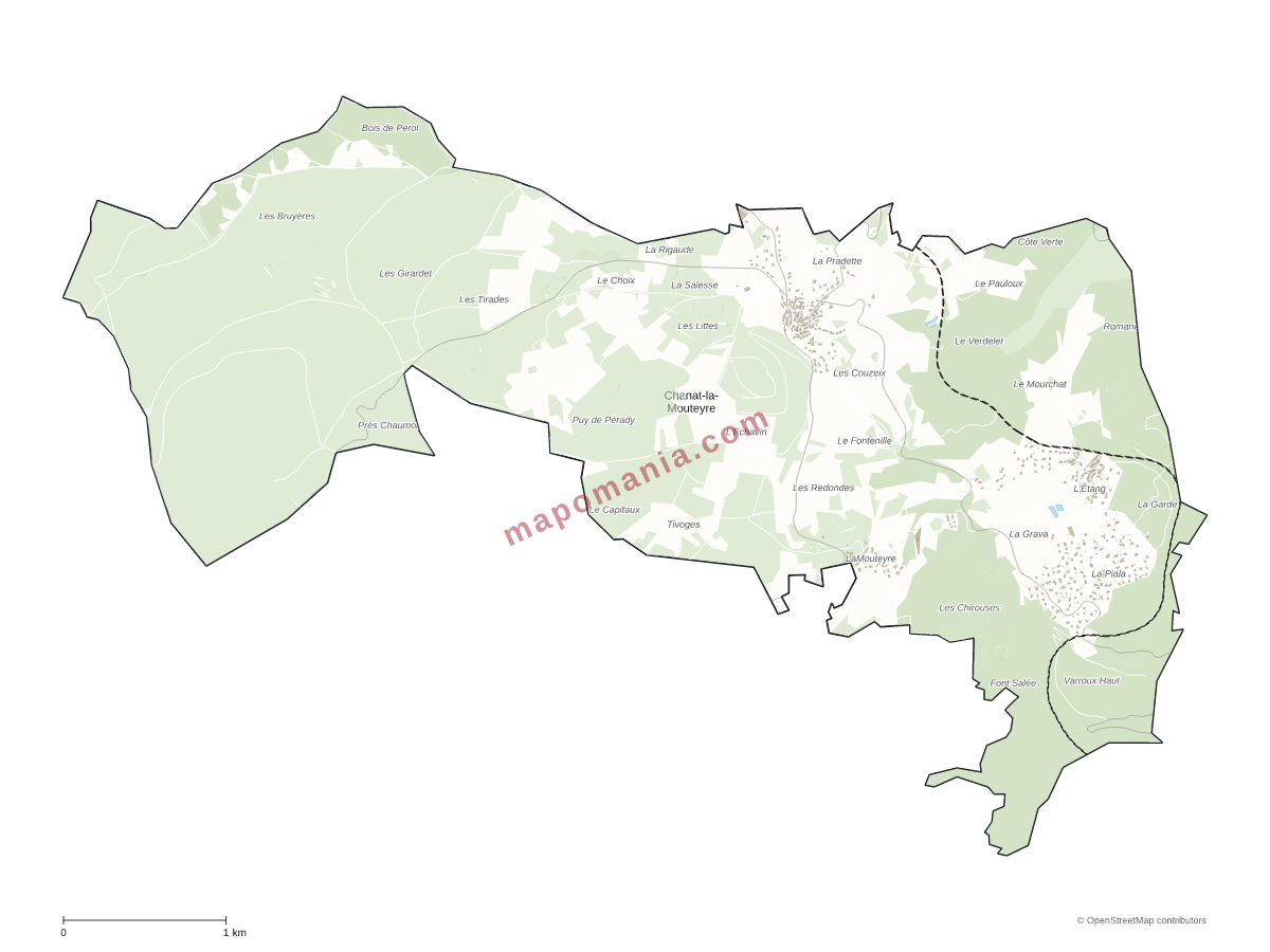 Carte de Chanat-la-Mouteyre à personnaliser