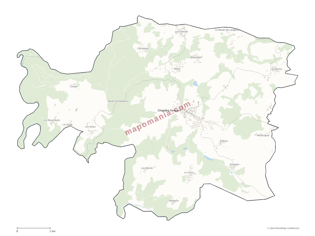 Carte de Chapdes-Beaufort à personnaliser