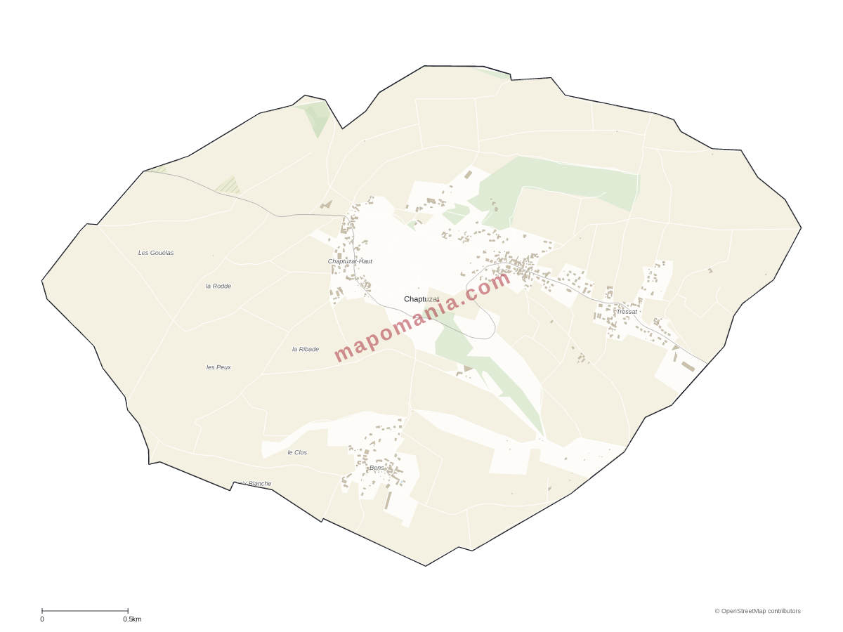 Carte de Chaptuzat à personnaliser