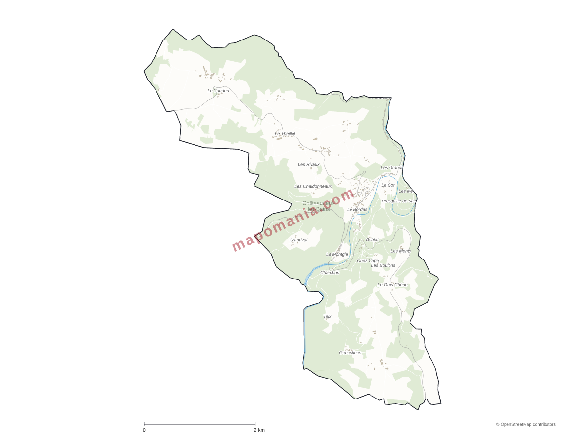 Carte de Châteauneuf-les-Bains à personnaliser