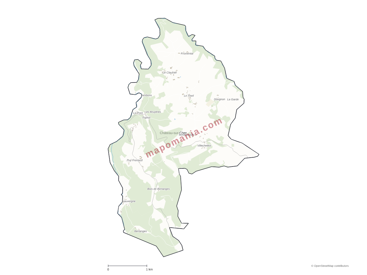 Carte de Château-sur-Cher à personnaliser