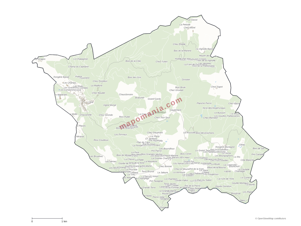 Carte de Châteldon à personnaliser