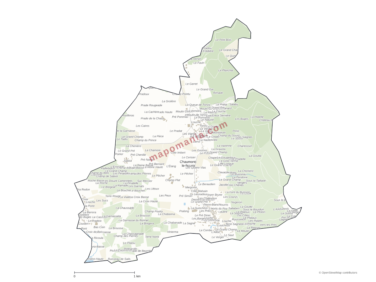 Carte de Chaumont-le-Bourg à personnaliser