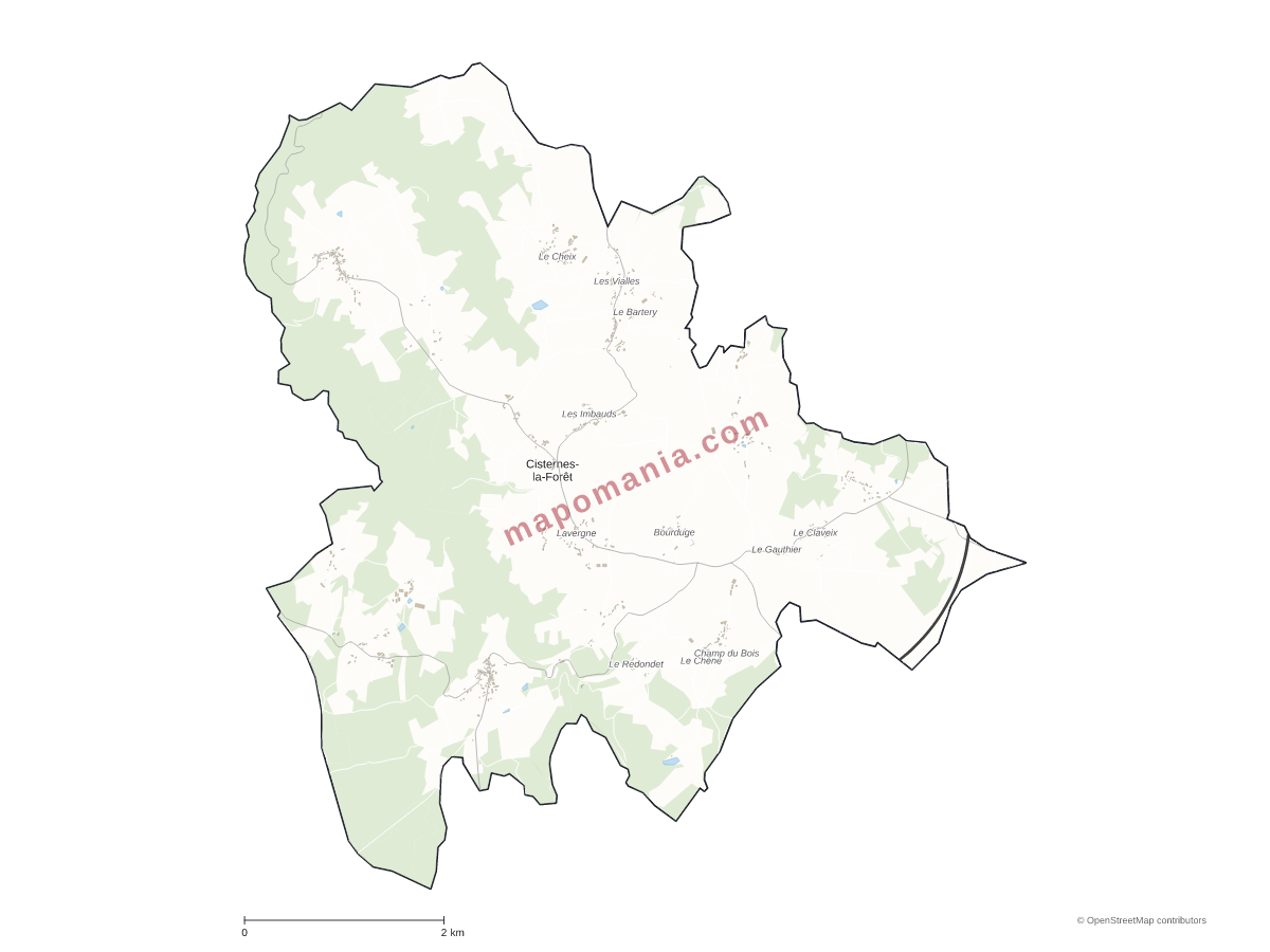 Carte de Cisternes-la-Forêt à personnaliser