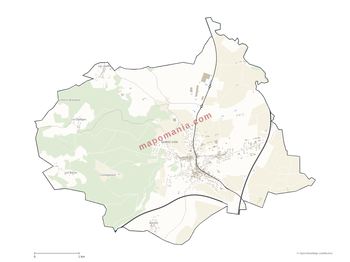 Carte de Combronde à personnaliser