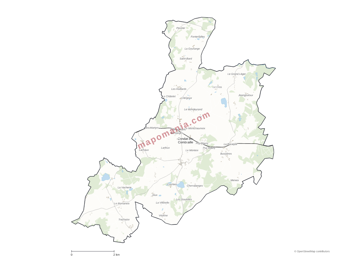 Carte de Condat-en-Combraille à personnaliser