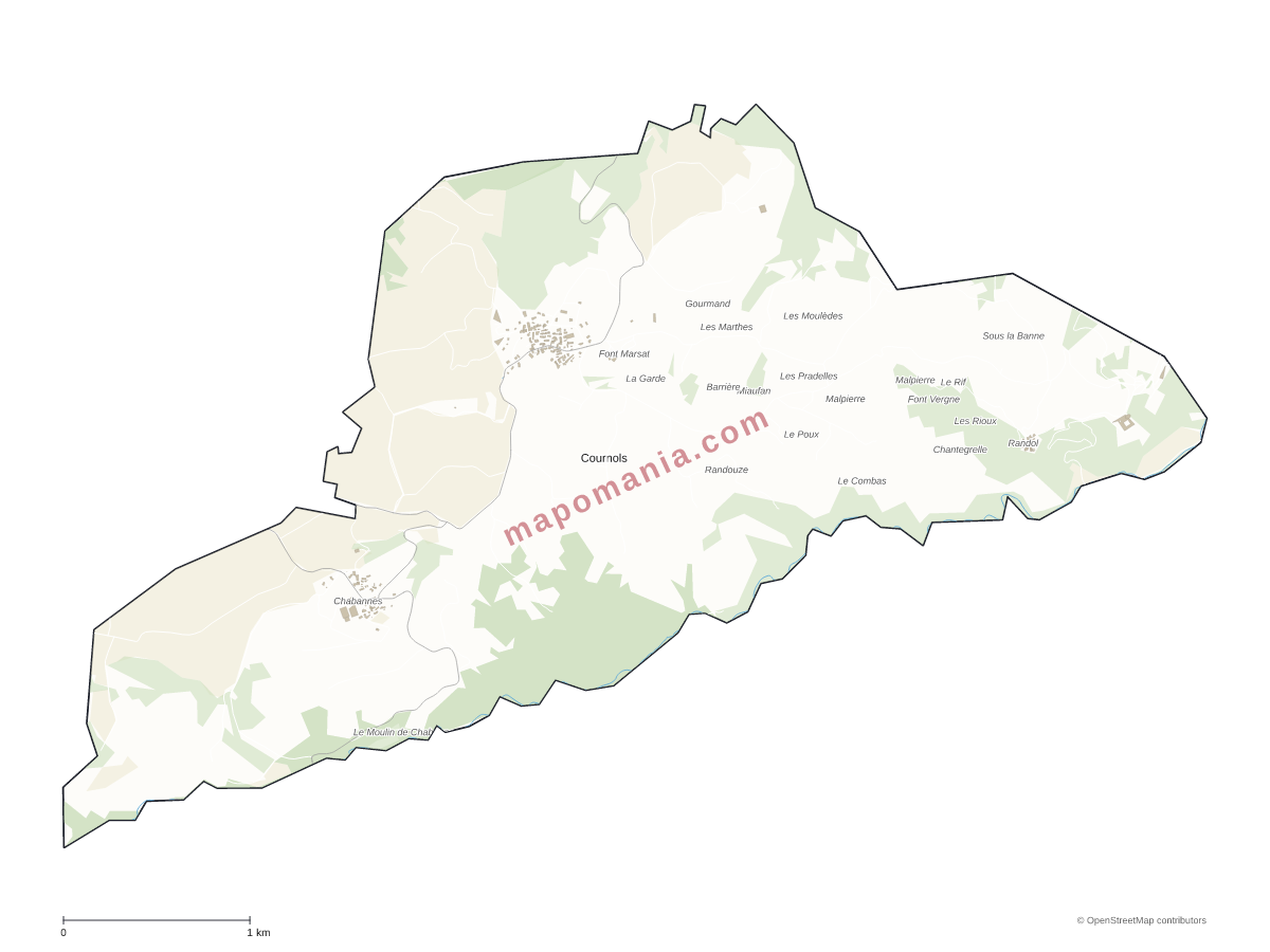 Carte de Cournols à personnaliser