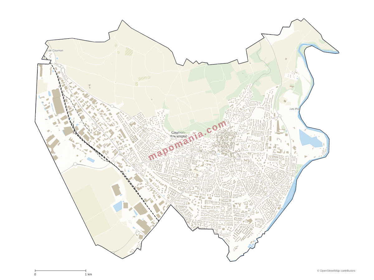 Carte de Cournon-d'Auvergne à personnaliser
