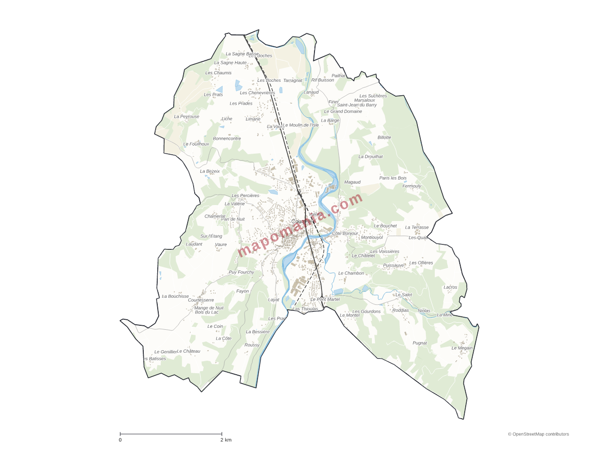 Carte de Courpière à personnaliser