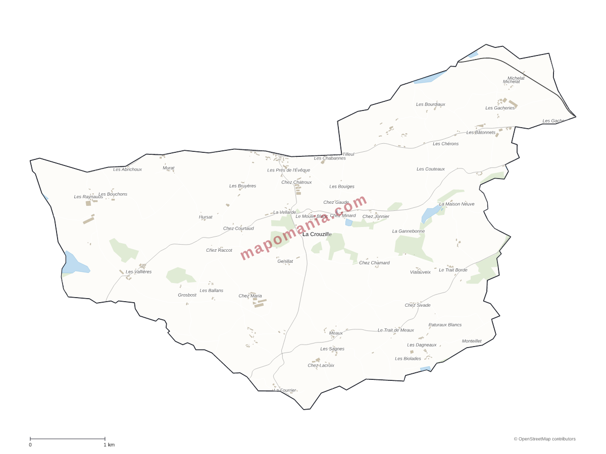 Carte de La Crouzille à personnaliser
