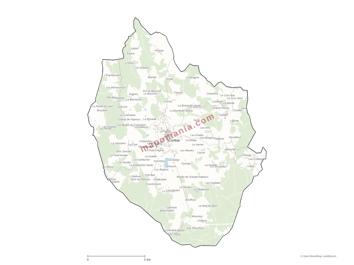 Carte de Cunlhat à personnaliser