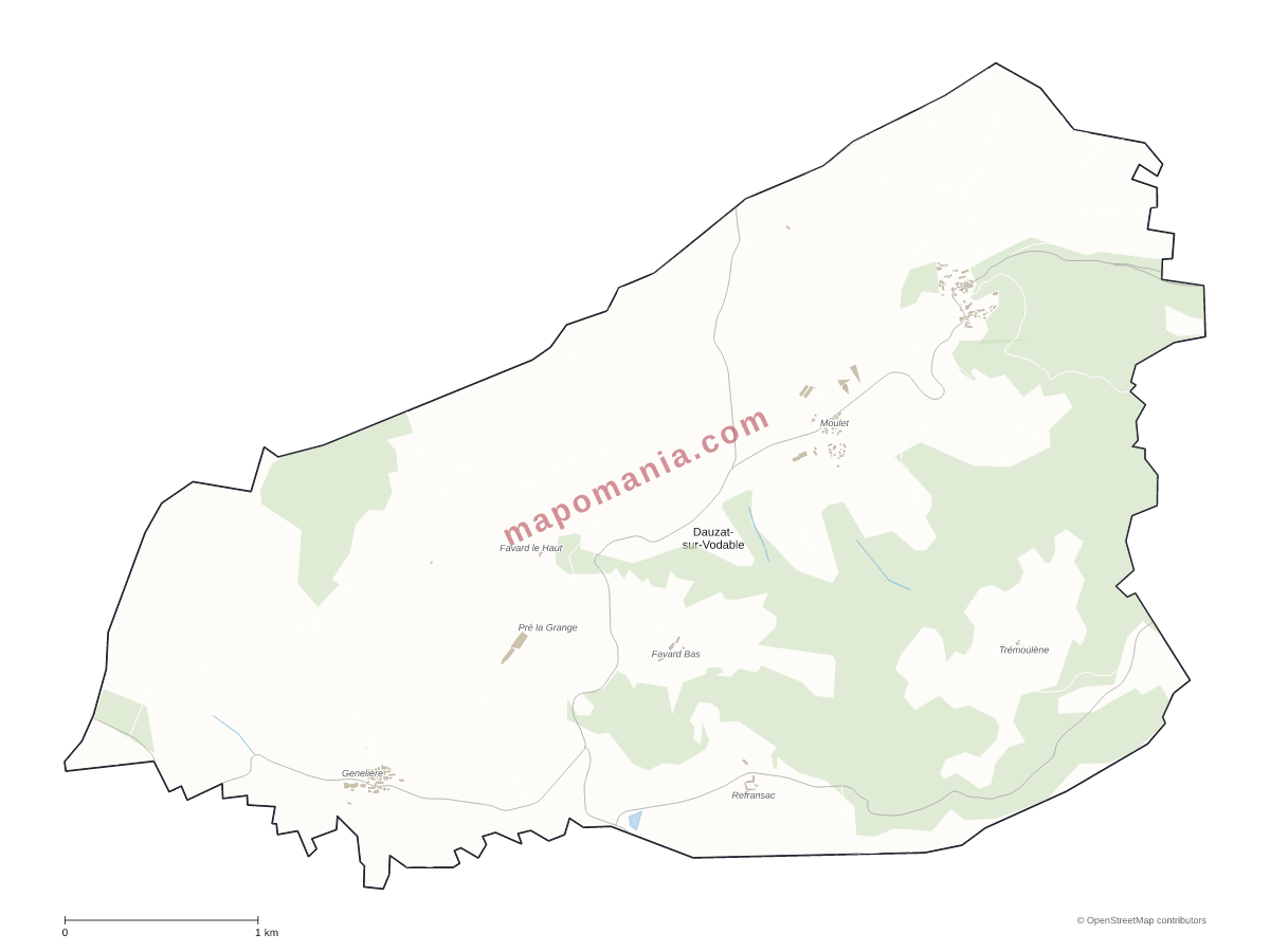 Carte de Dauzat-sur-Vodable à personnaliser