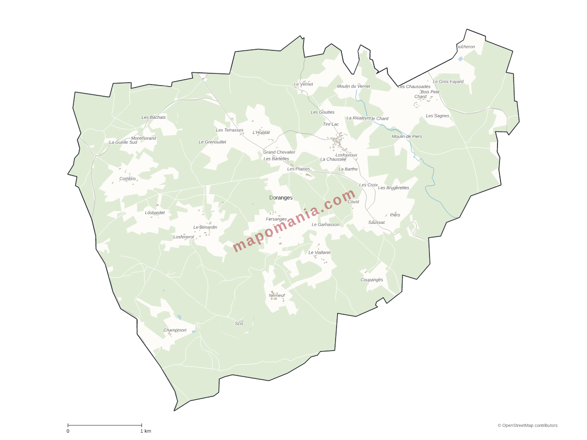 Carte de Doranges à personnaliser