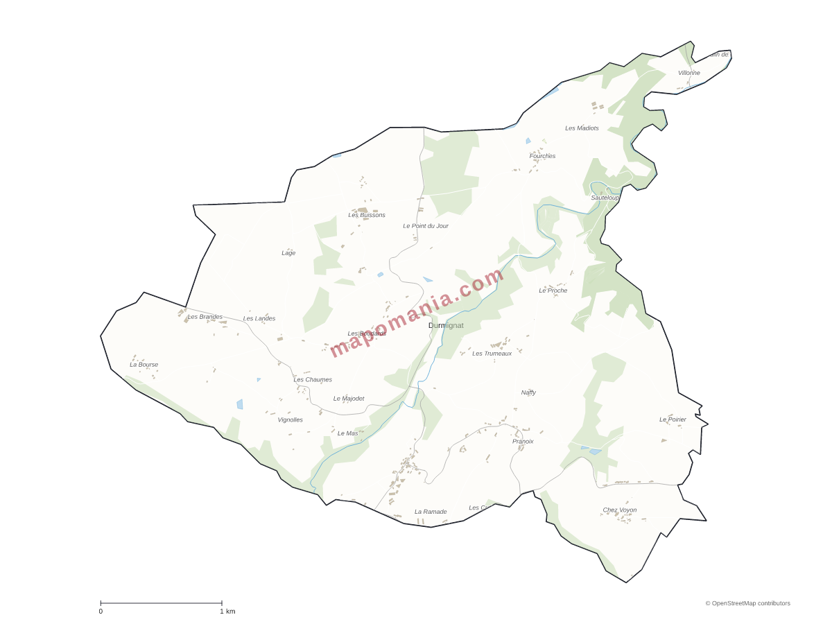 Carte de Durmignat à personnaliser