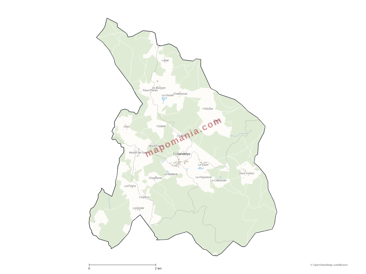 Carte de Échandelys à personnaliser