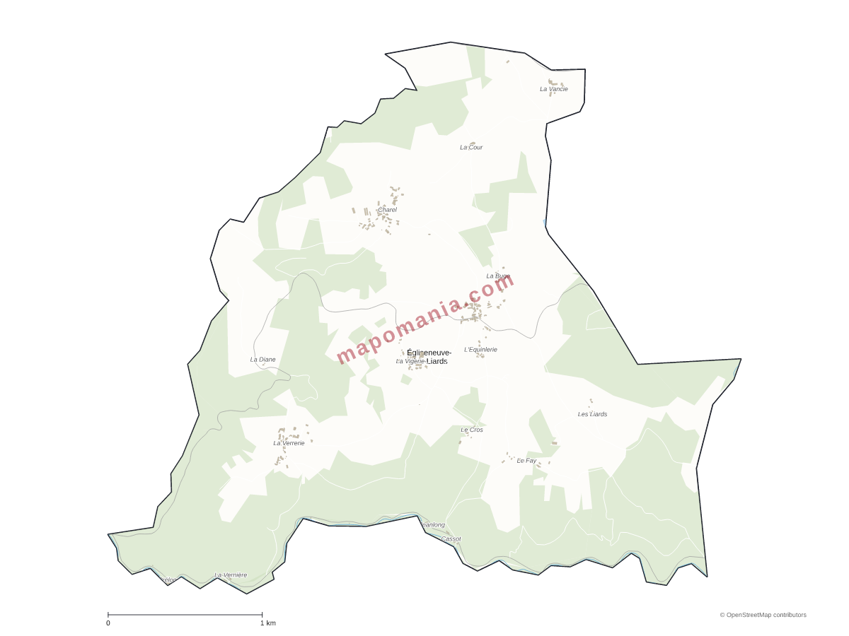 Carte de Égliseneuve-des-Liards à personnaliser