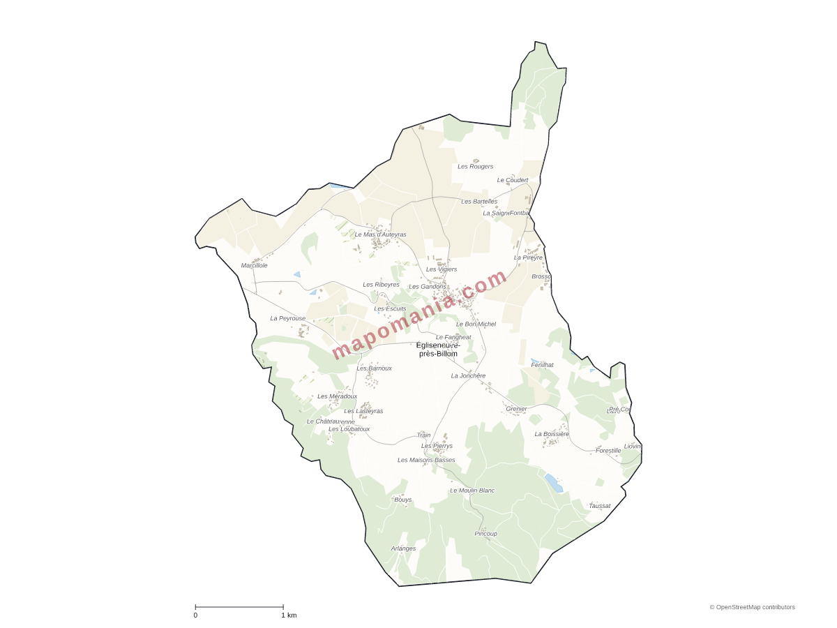 Carte de Égliseneuve-près-Billom à personnaliser