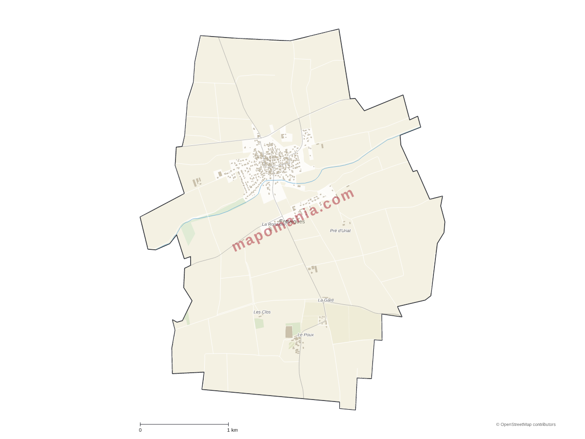 Carte de Entraigues à personnaliser