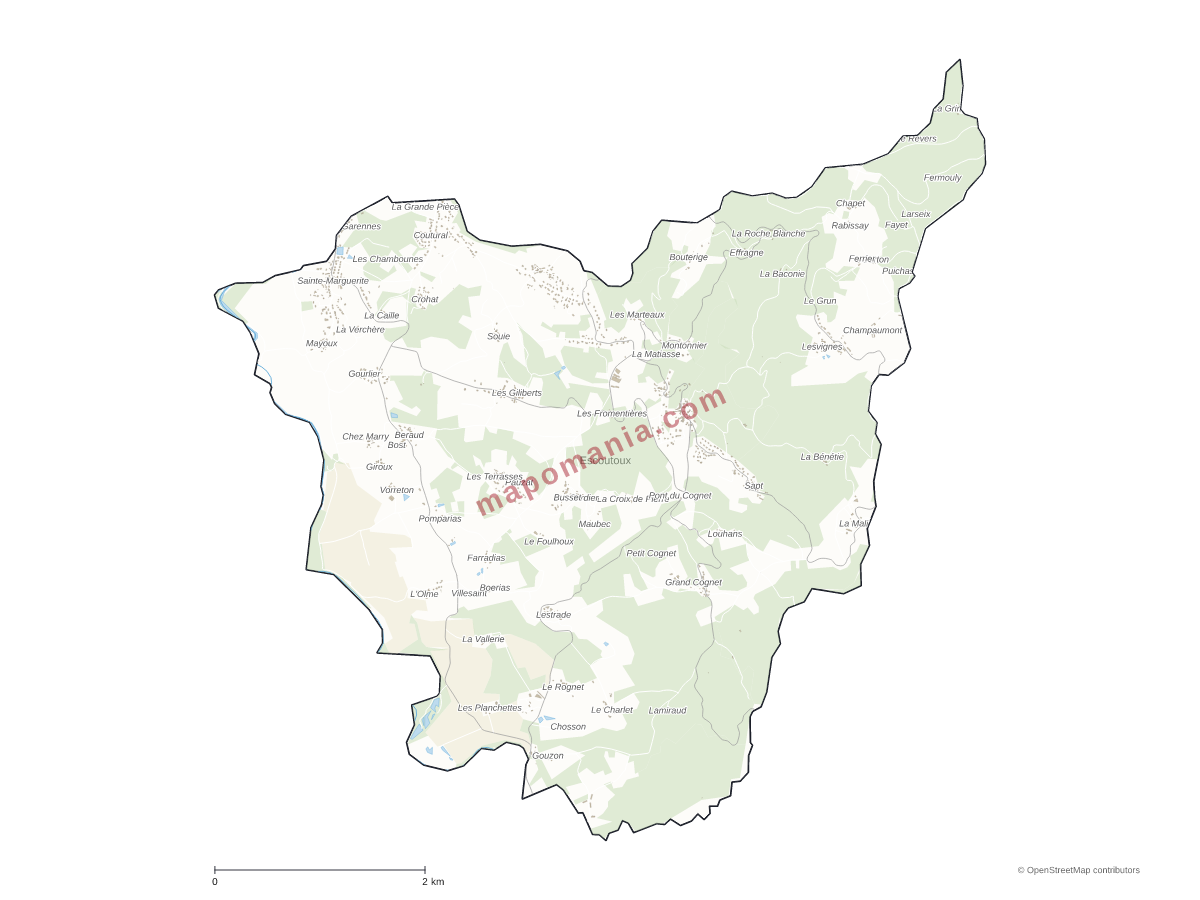Carte de Escoutoux à personnaliser