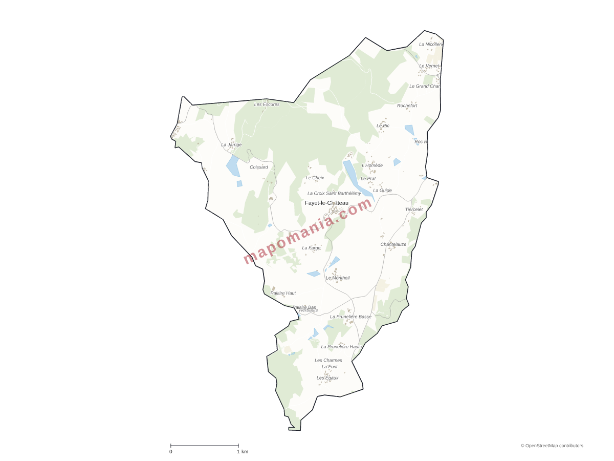 Carte de Fayet-le-Château à personnaliser