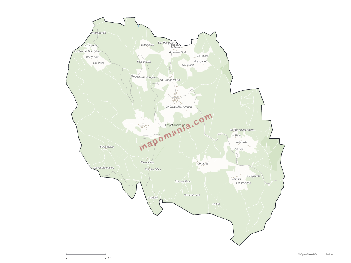 Carte de Fayet-Ronaye à personnaliser