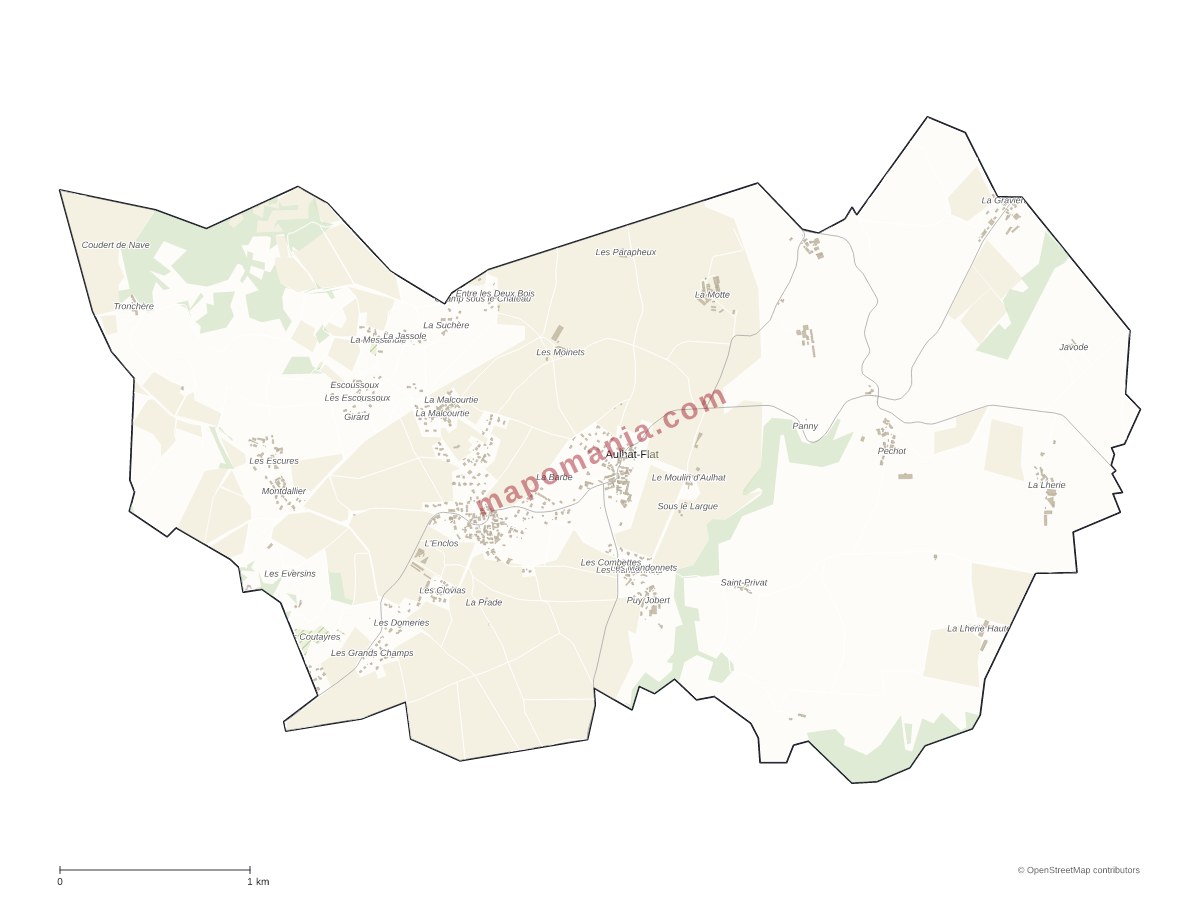 Carte de Aulhat-Flat à personnaliser
