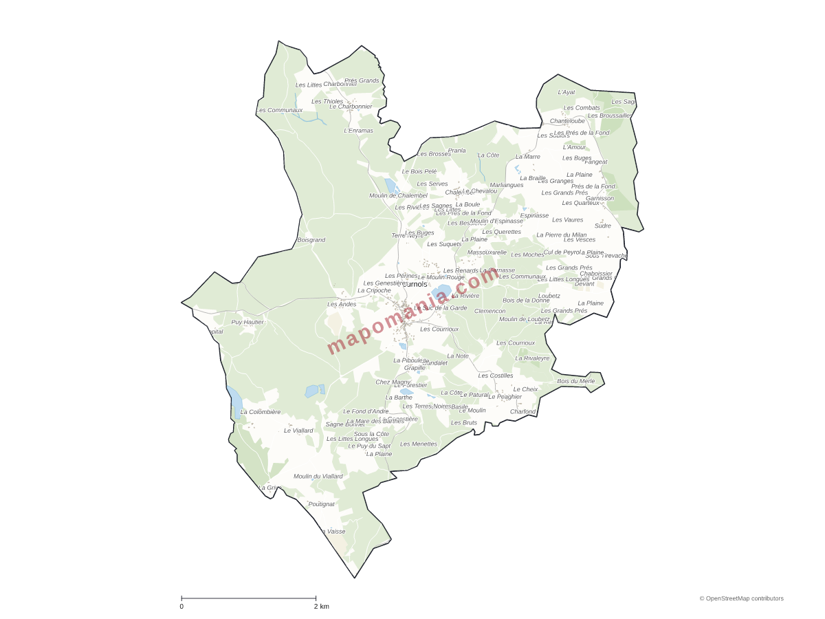 Carte de Fournols à personnaliser
