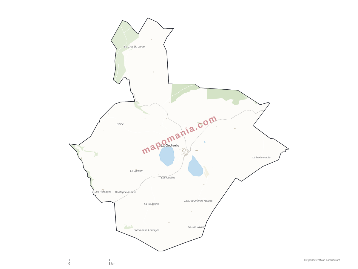 Carte de La Godivelle à personnaliser