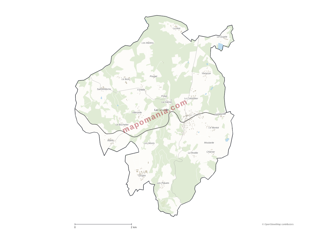 Carte de La Goutelle à personnaliser