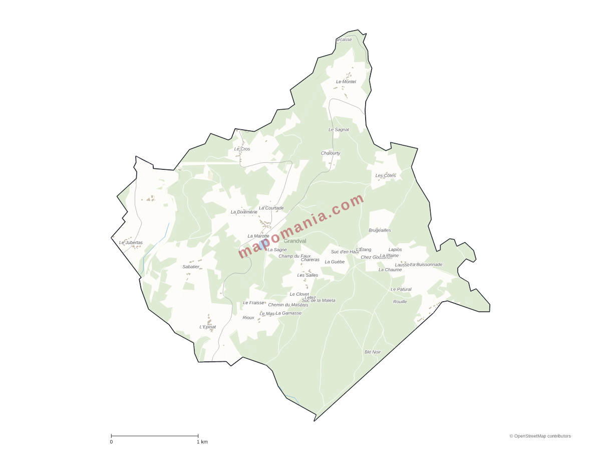 Carte de Grandval à personnaliser