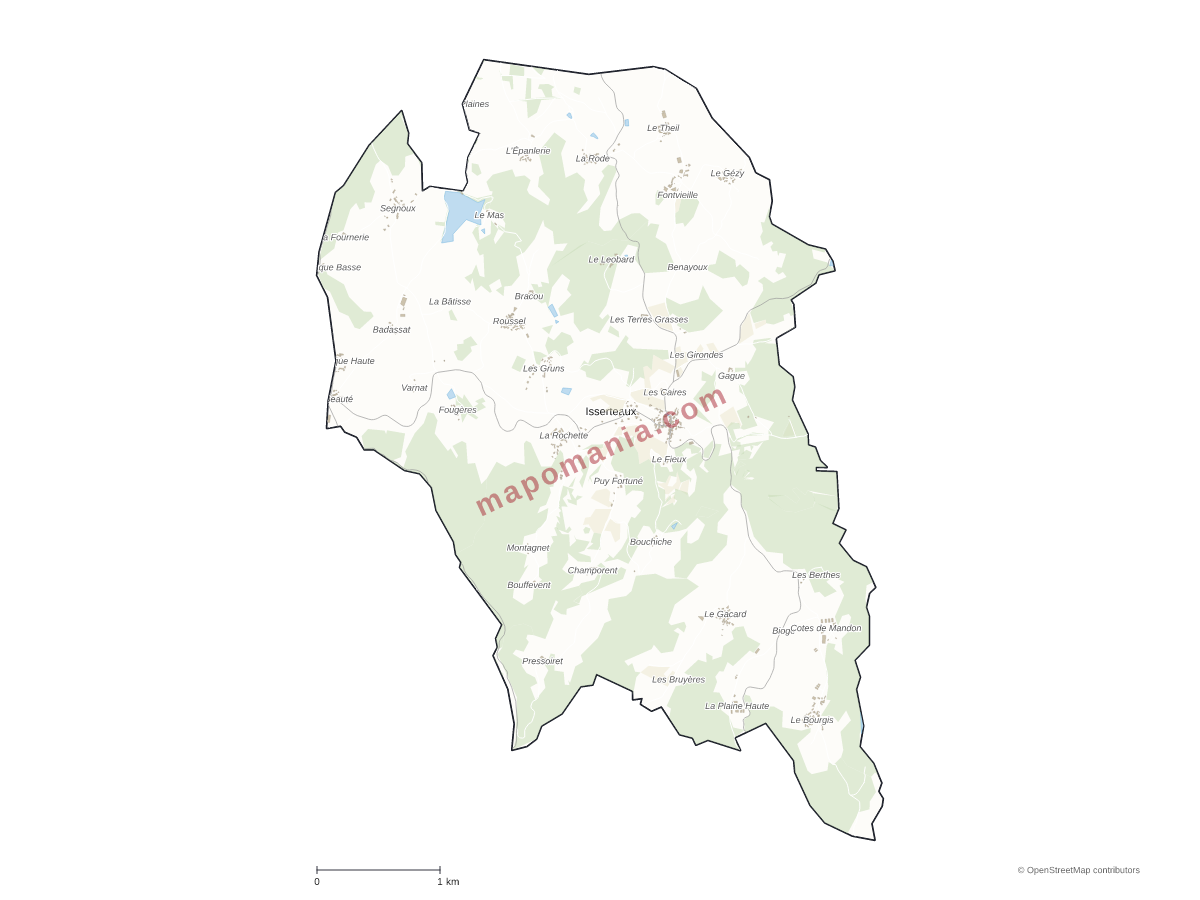 Carte de Isserteaux à personnaliser